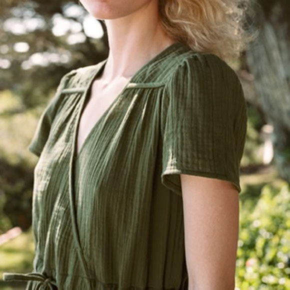 NWT Christy Dawn The Dawn Cotton Gauze Midi Dress | Sz Small | Forest Green - Picture 3 of 16